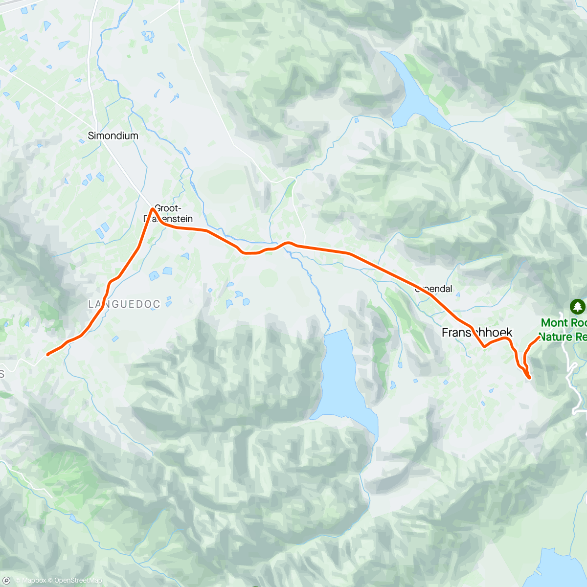 Map of the activity, Frankeschhoek bike