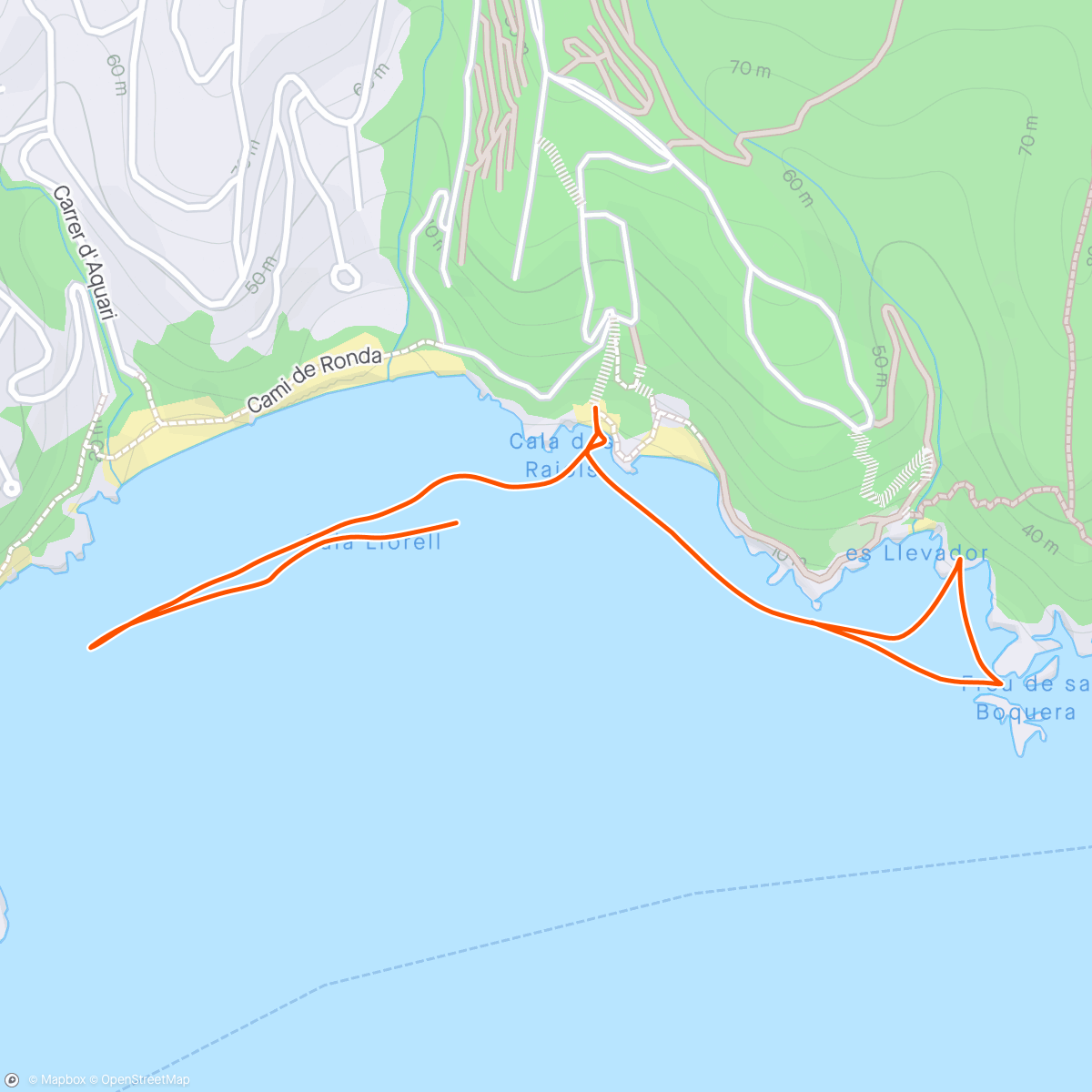 Map of the activity, Sea Kayaking wit the wife and kids
