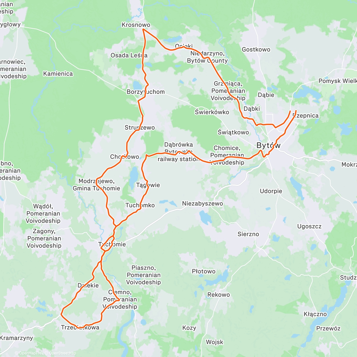 Map of the activity, Lunch Ride