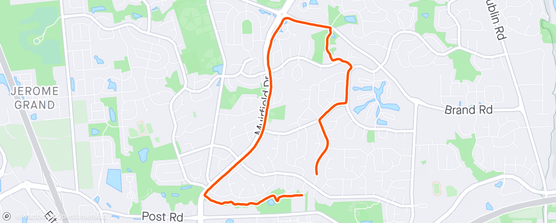 Map of the activity, Afternoon Stroller Run