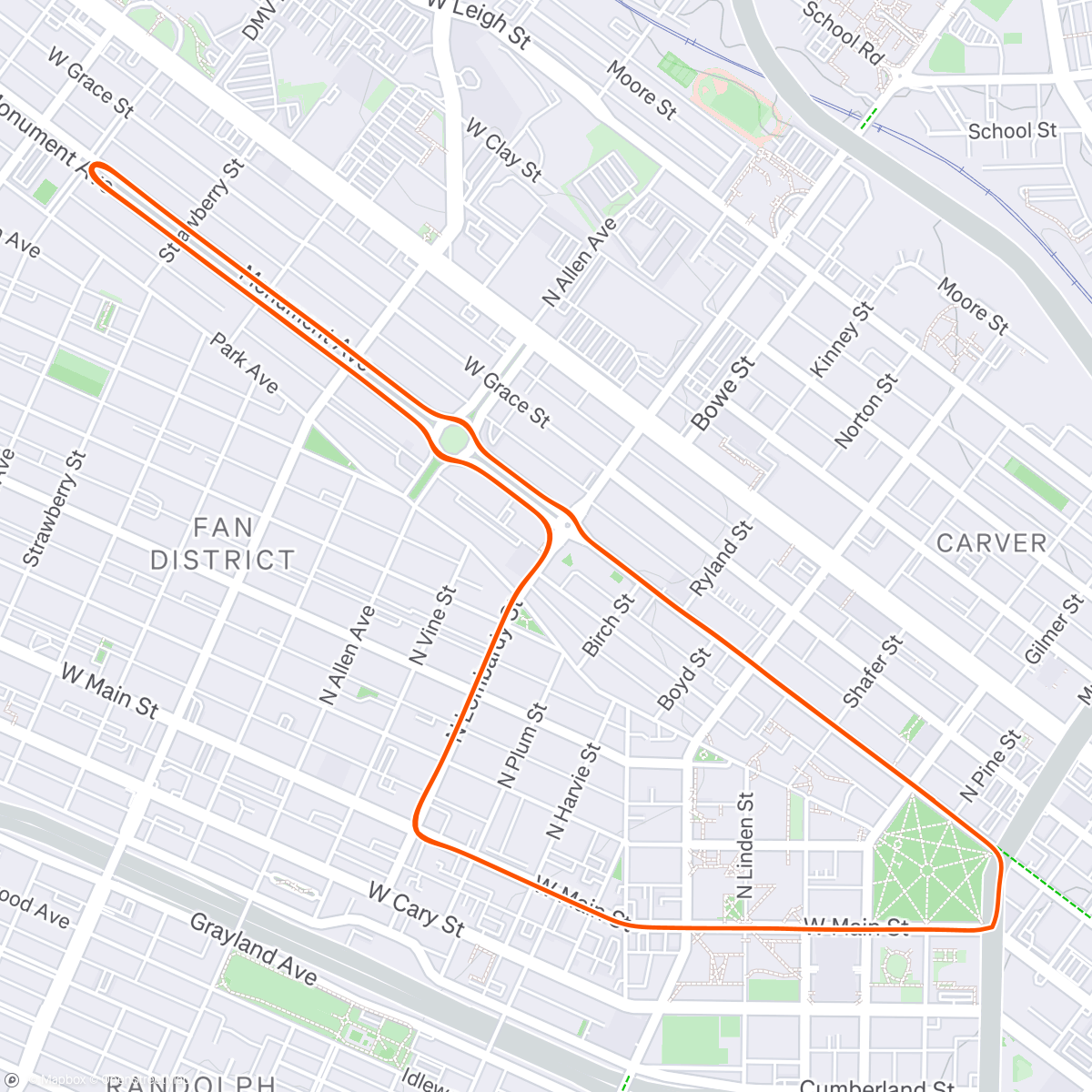 Map of the activity, Zwift - FTP Ramp Test in Richmond