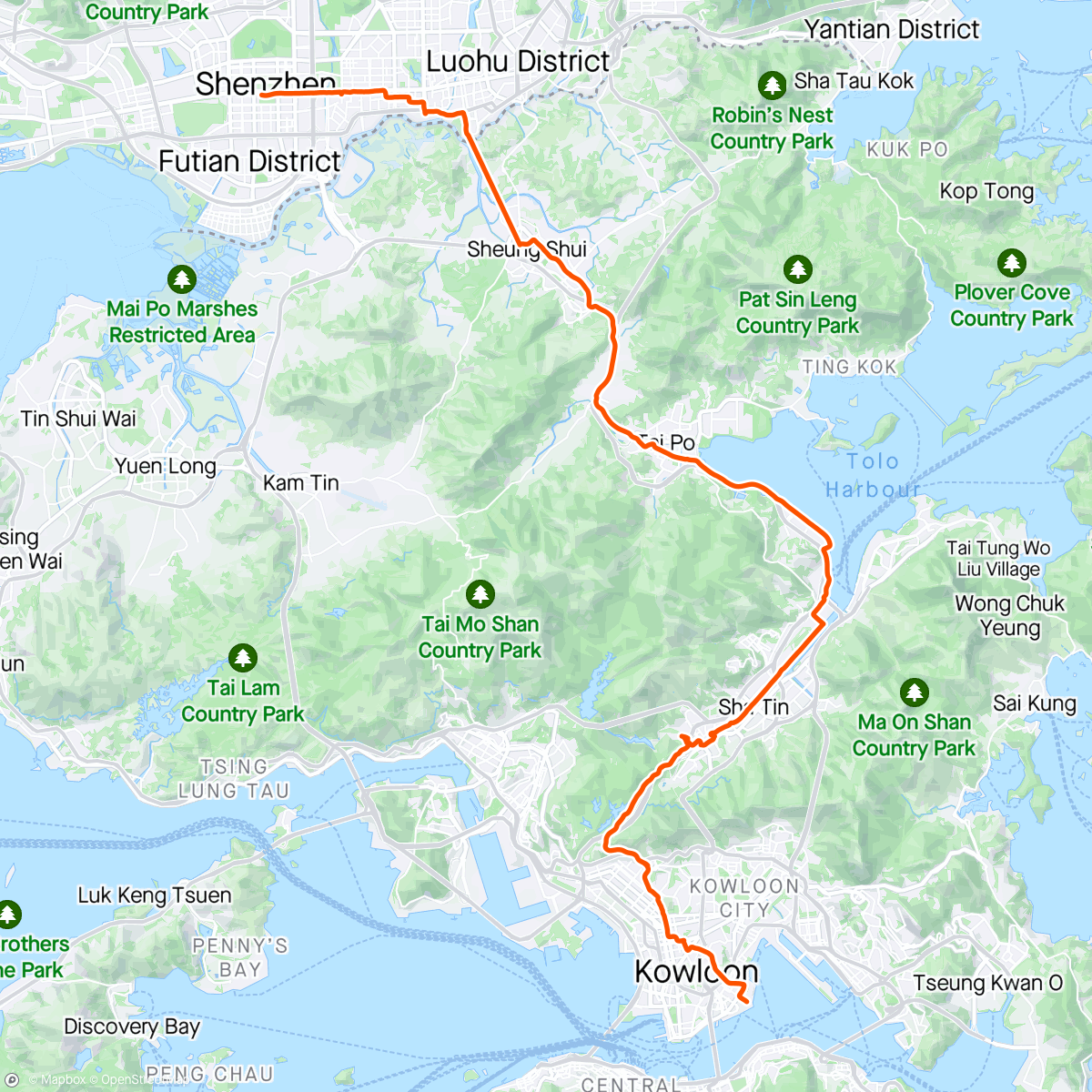Map of the activity, 🇨🇳 China -> Hong Kong 🇭🇰