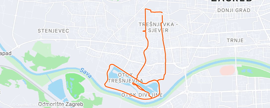 Map of the activity, Evening Run