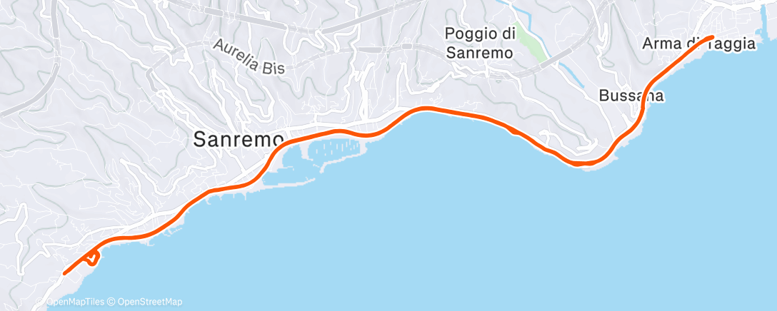 Map of the activity, Marathon de Sanremo #popcorn