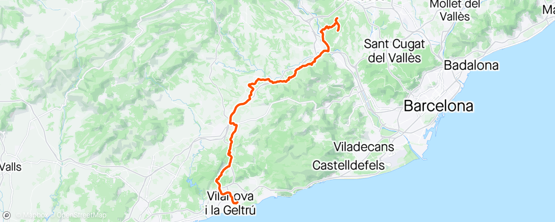 Map of the activity, Bicicleta de gravilla por la tarde