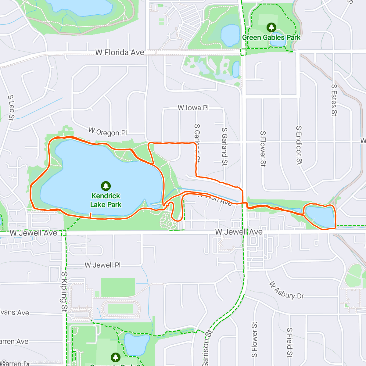 Map of the activity, Evening Hike in CO