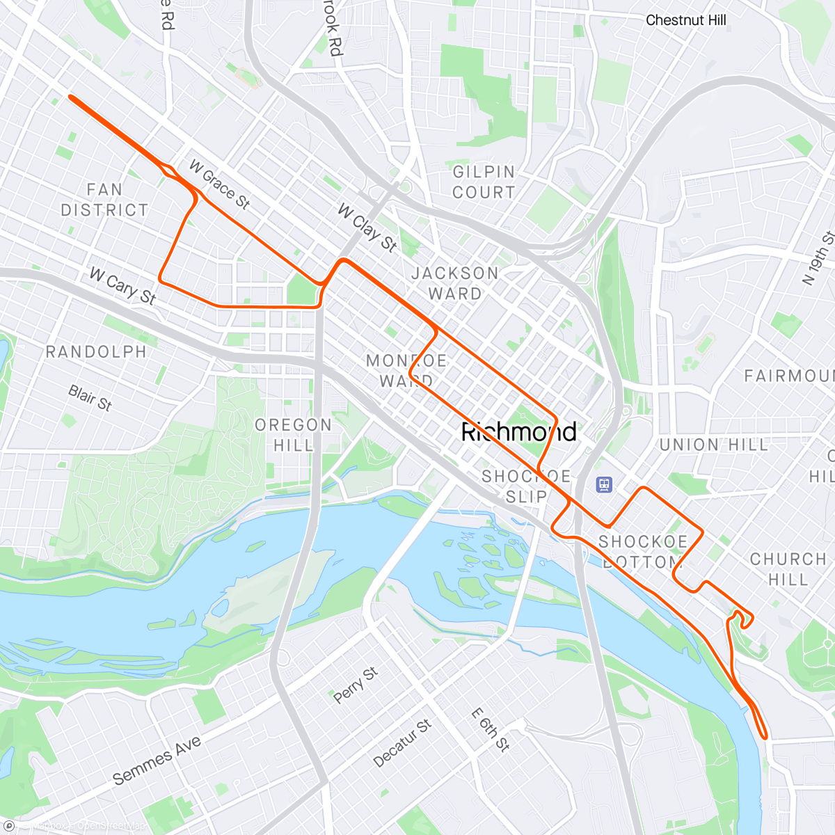 Map of the activity, Zwift - Group Ride: European Lunch Ride (E) on Richmond 2015 Worlds Reverse in Richmond
