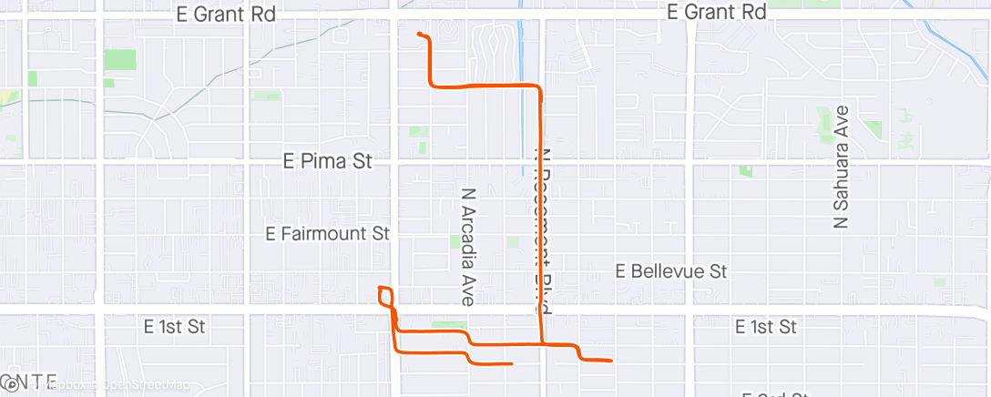 Map of the activity, Tucson ride