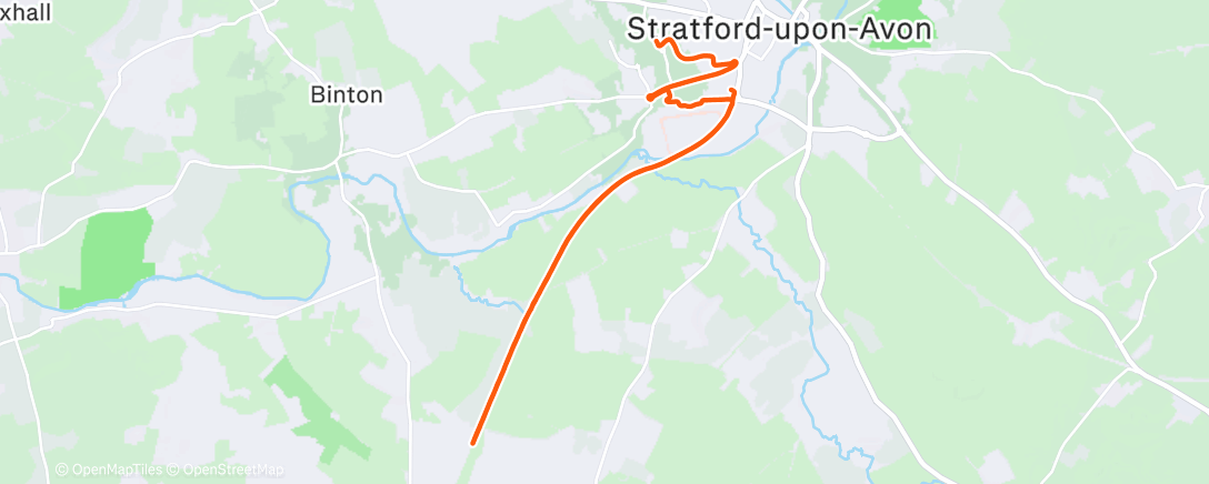 Map of the activity, Longer split into 10km plus 5km