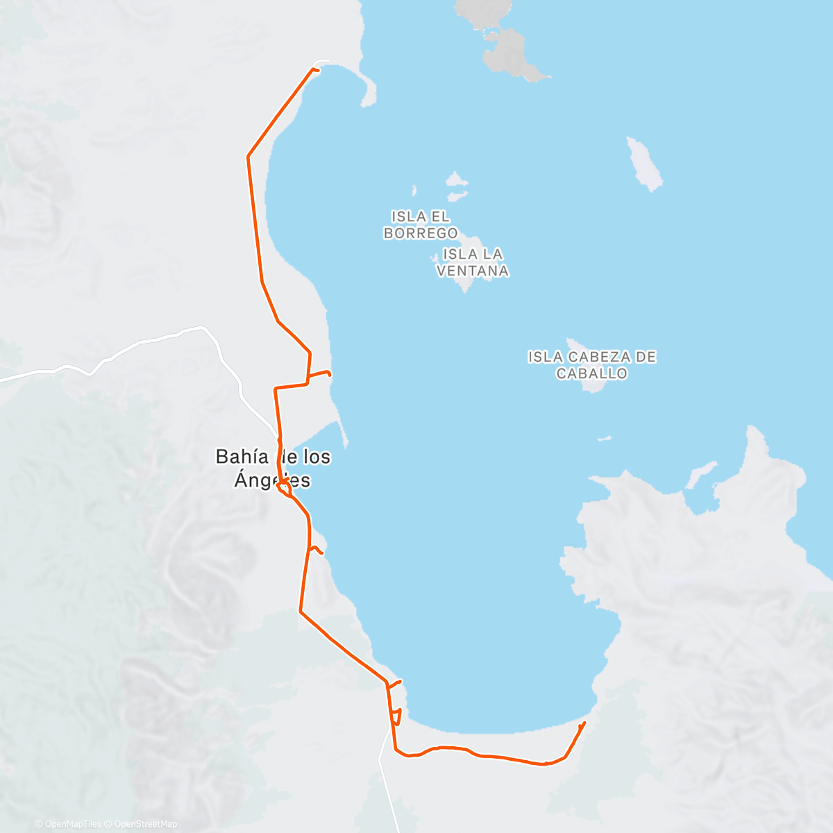 Map of the activity, Bahia de los Angelos