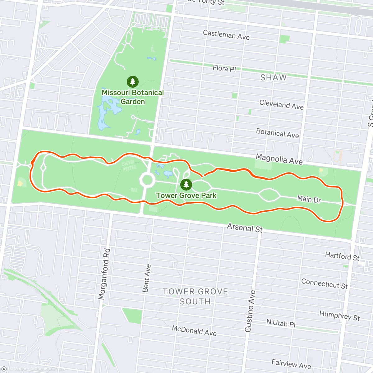 Map of the activity, AG1 Run Day with STL run Crew
