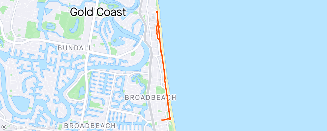 Mapa da atividade, Broad beach to Surfers