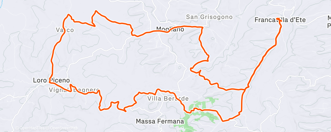 Map of the activity, Pedalata pomeridiana