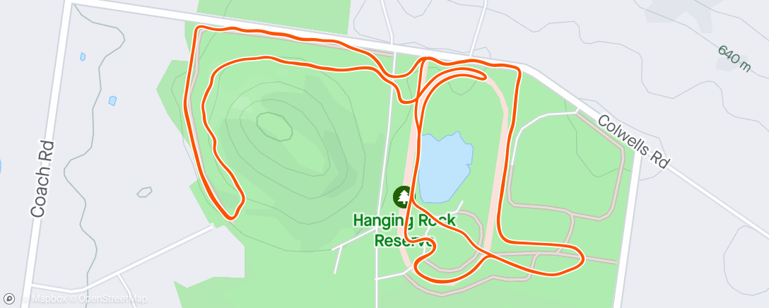 Map of the activity, XCR Round 2 - Hanging Rock