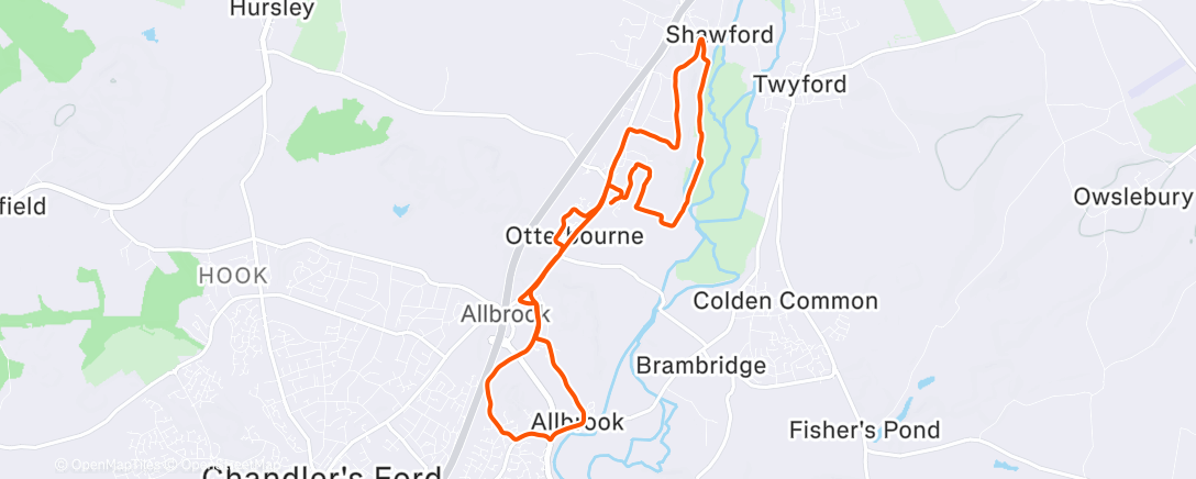 Map of the activity, Afternoon Run with Pops