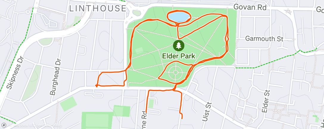 Map of the activity, Couple of laps of the park 🏞️ an a dentist 🦷 appointment in-between...