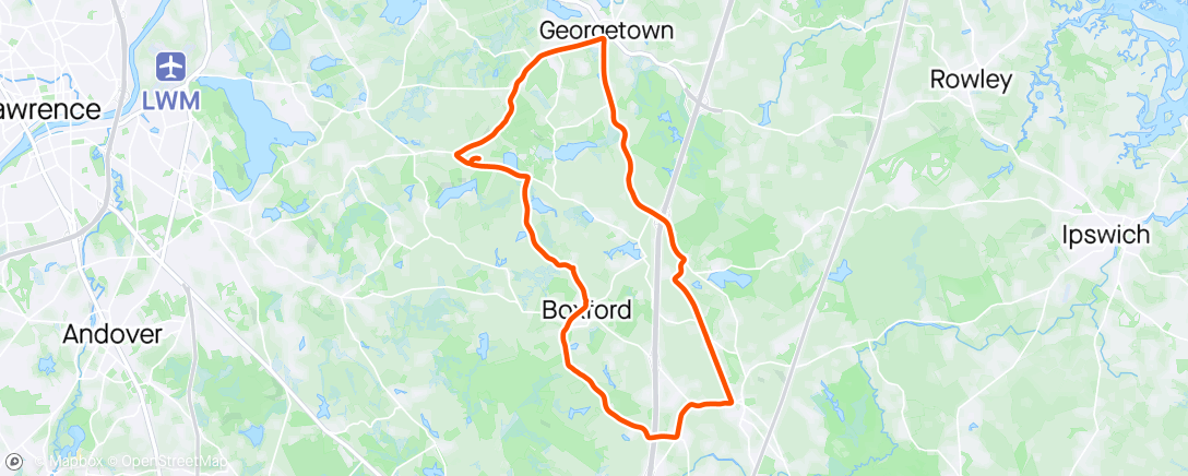 Map of the activity, First road ride of the year!