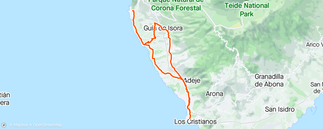 Map of the activity, Los Gigantes & Guia de Isora