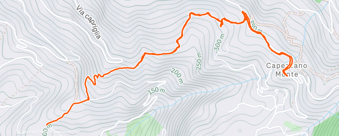 Map of the activity, Cappezzano Monte hike