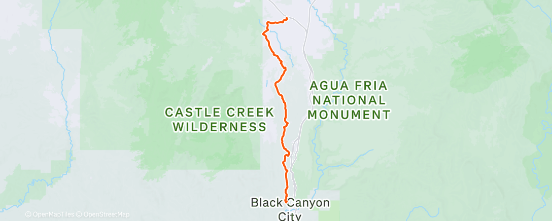 Map of the activity, Black Canyon 50k