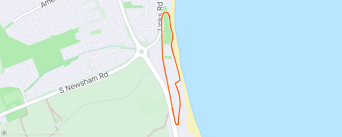 Map of the activity, First sub 27 for ages, no 410 and 110th at Blyth Links