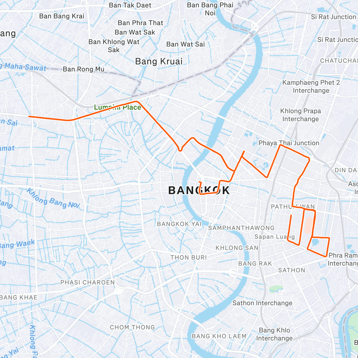 Map of the activity, 2am bangkok marathon 😴