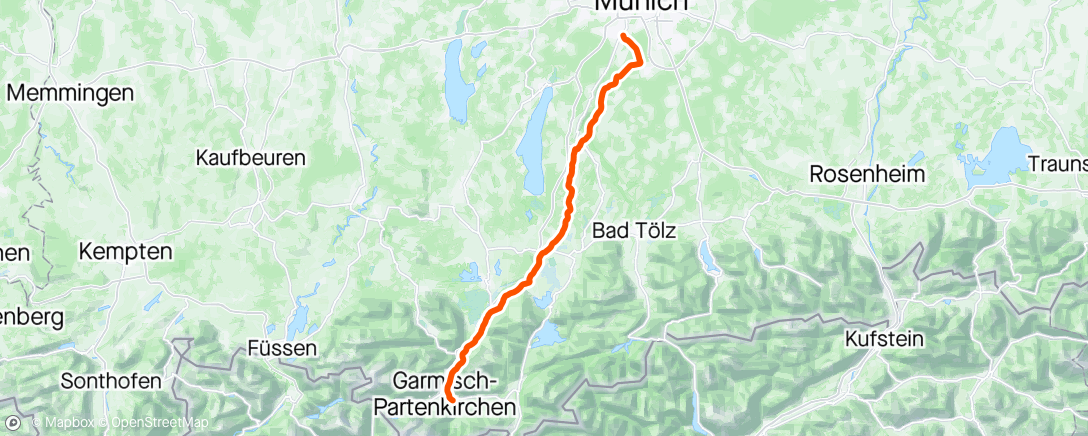 Map of the activity, Riding home from the mountains