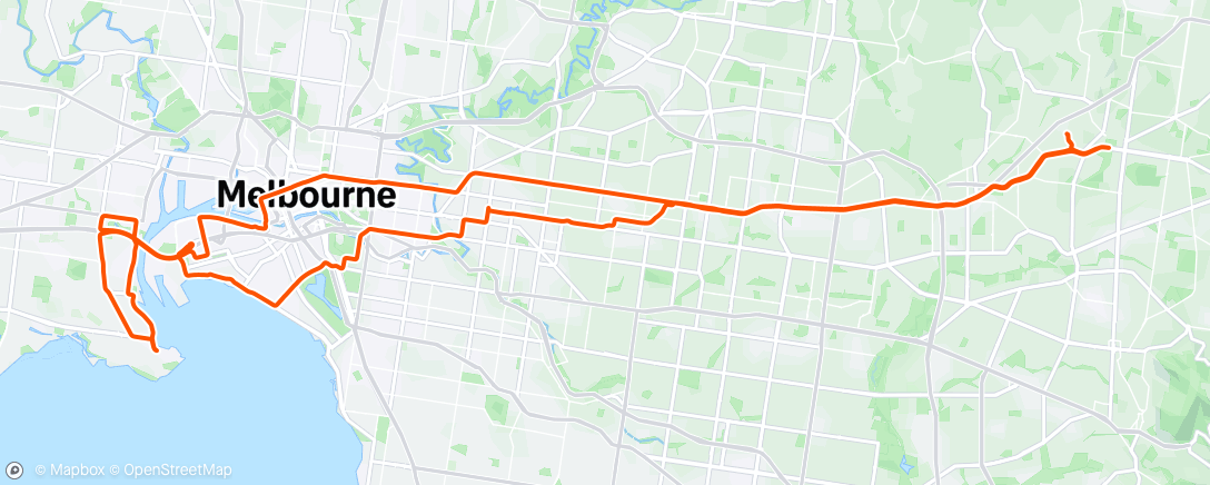 Mapa de la actividad (Williamstown spanakopita via Westgate Bridge x2)