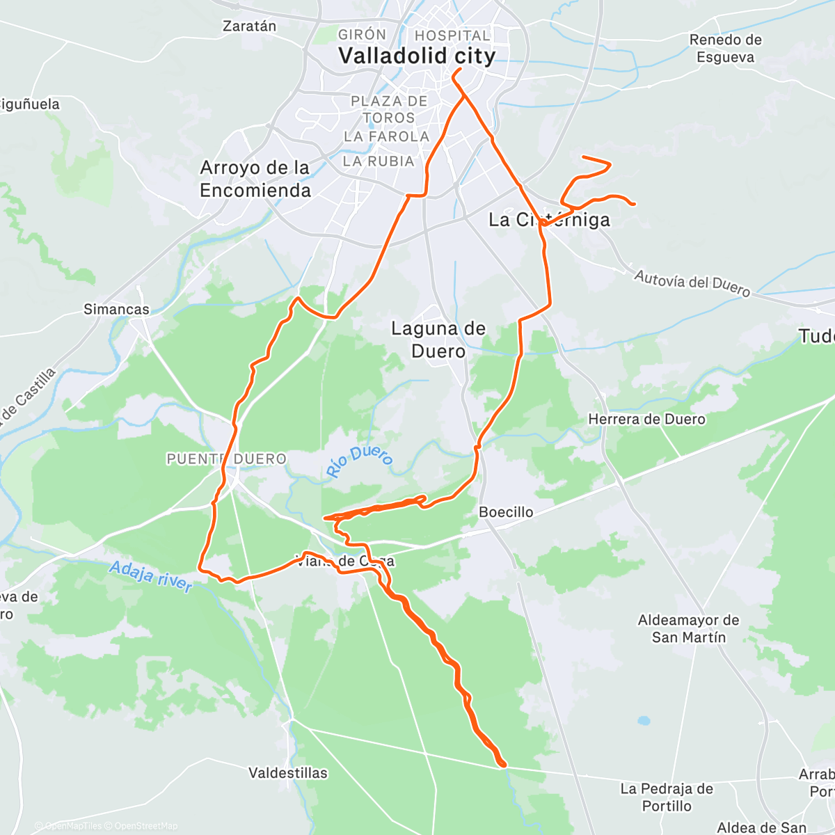 Map of the activity, Bicicleta a la hora del almuerzo