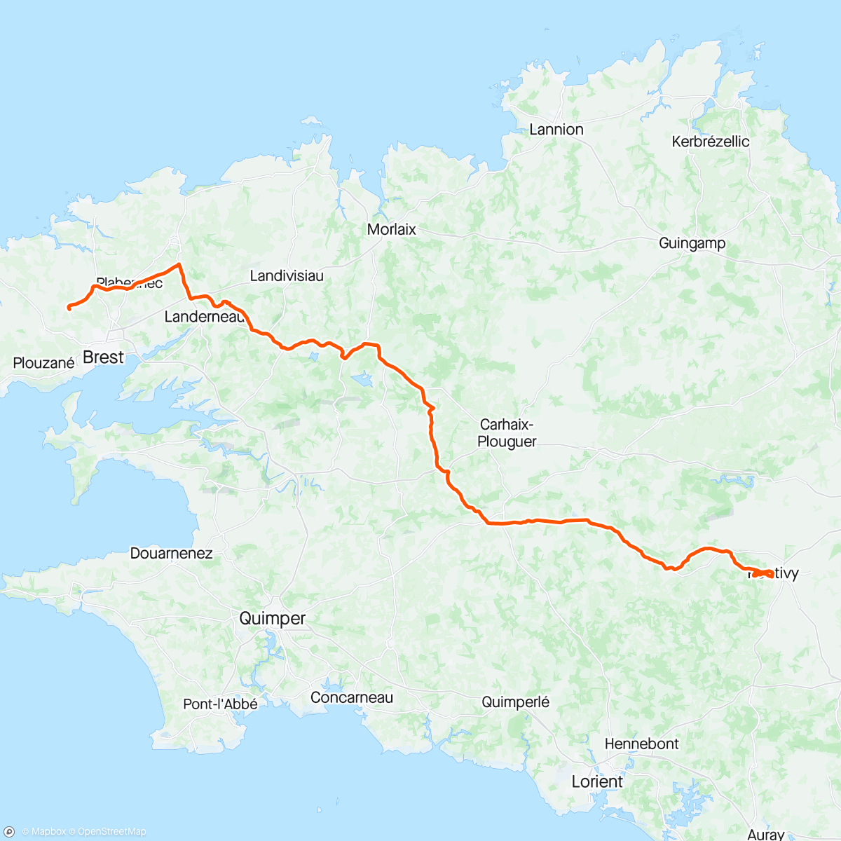 Map of the activity, Tour de Bretagne Stage 2