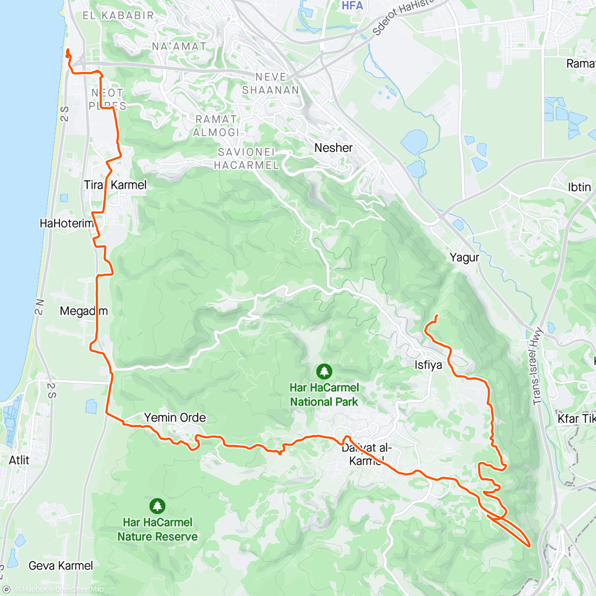 Map of the activity, Bikepacking day 1