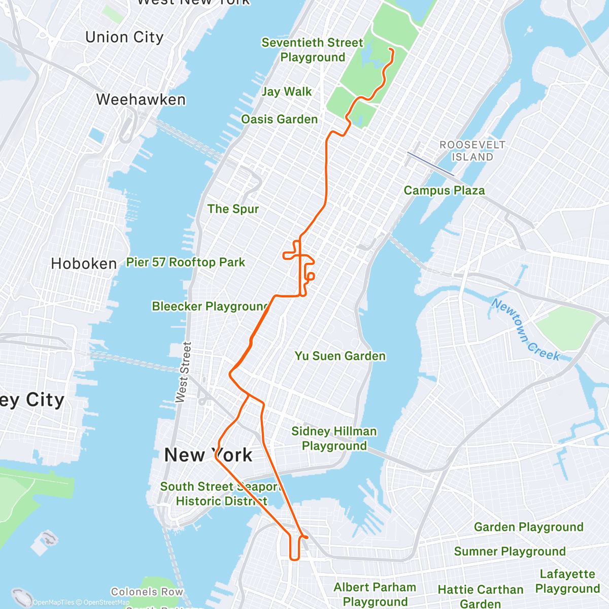 Map of the activity, Zwift Race - New York City