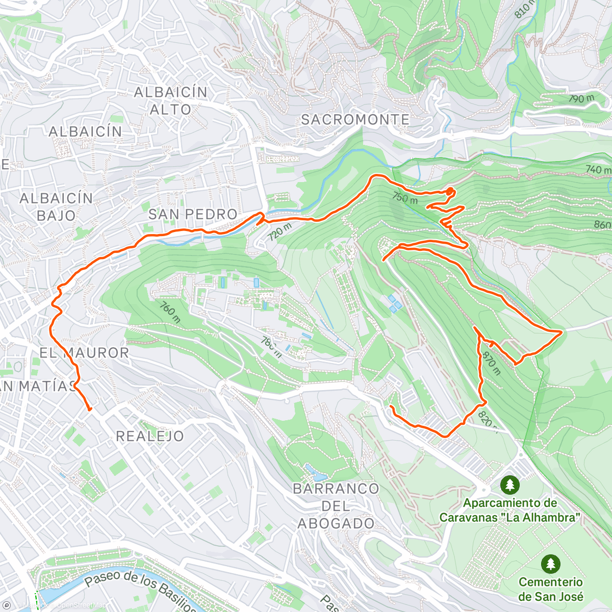 Map of the activity, Around the Alhambra
