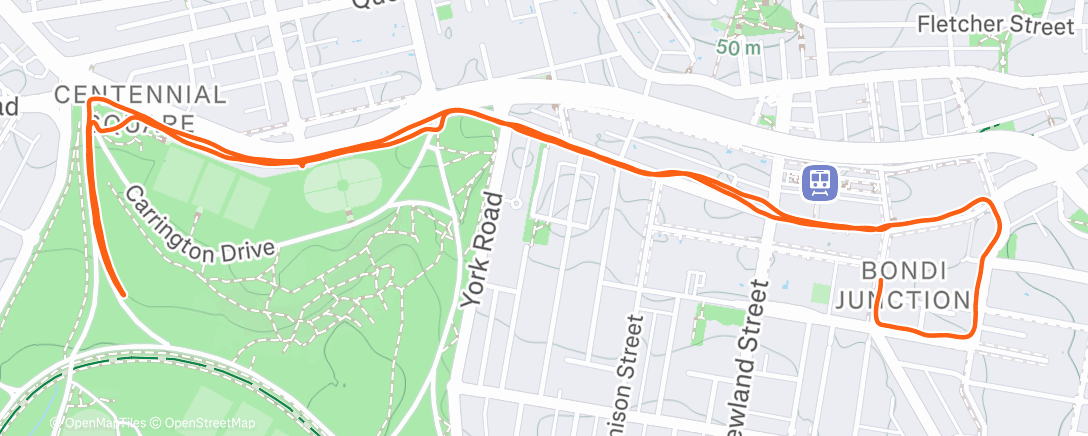 Map of the activity, Evening Run