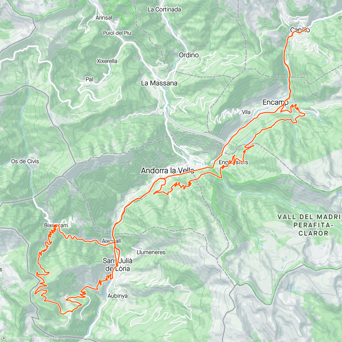Map of the activity, Coll de la Gallina , Comella , Engolasters, canillo !!