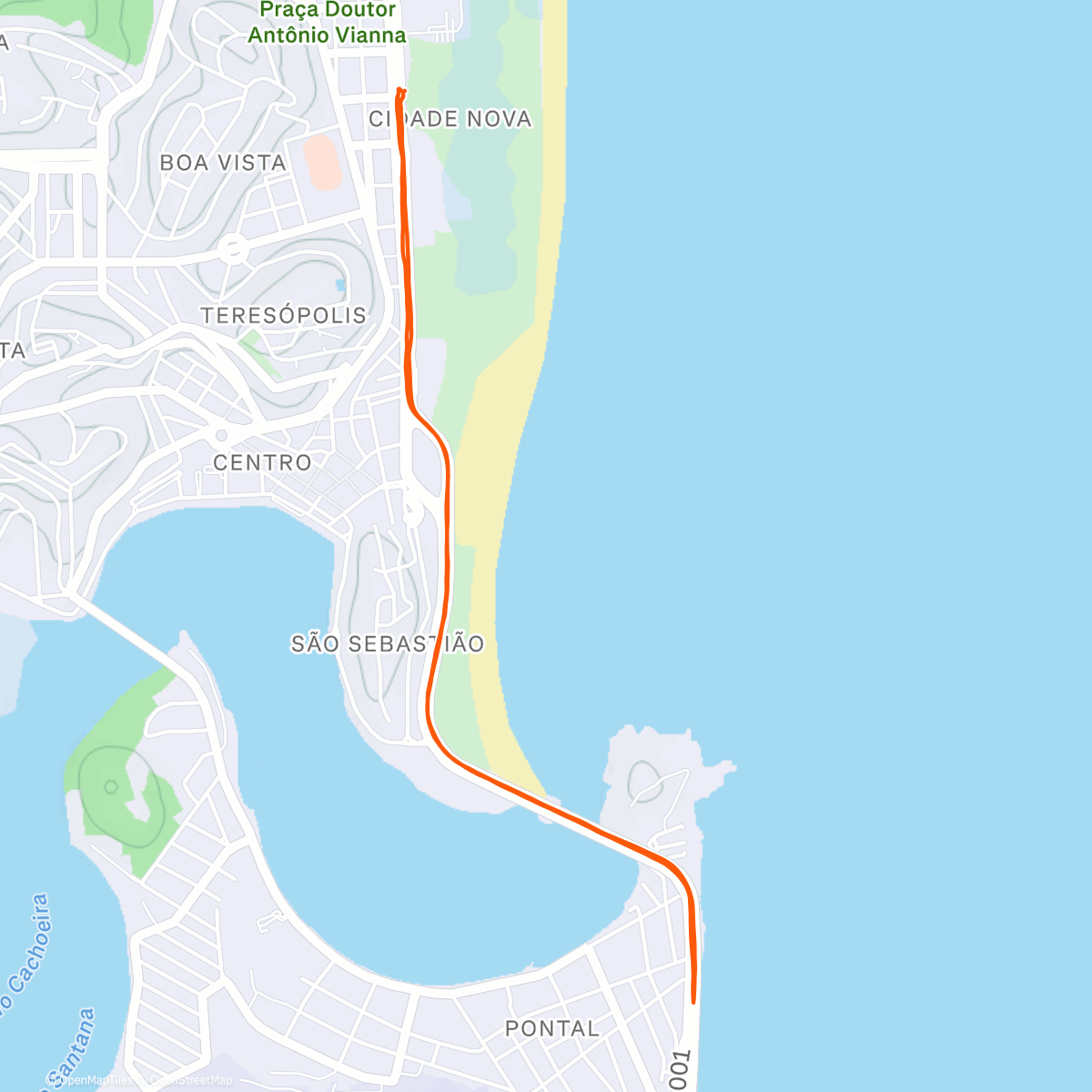 Map of the activity, Corrida da ponte, Ilhéus,Ba