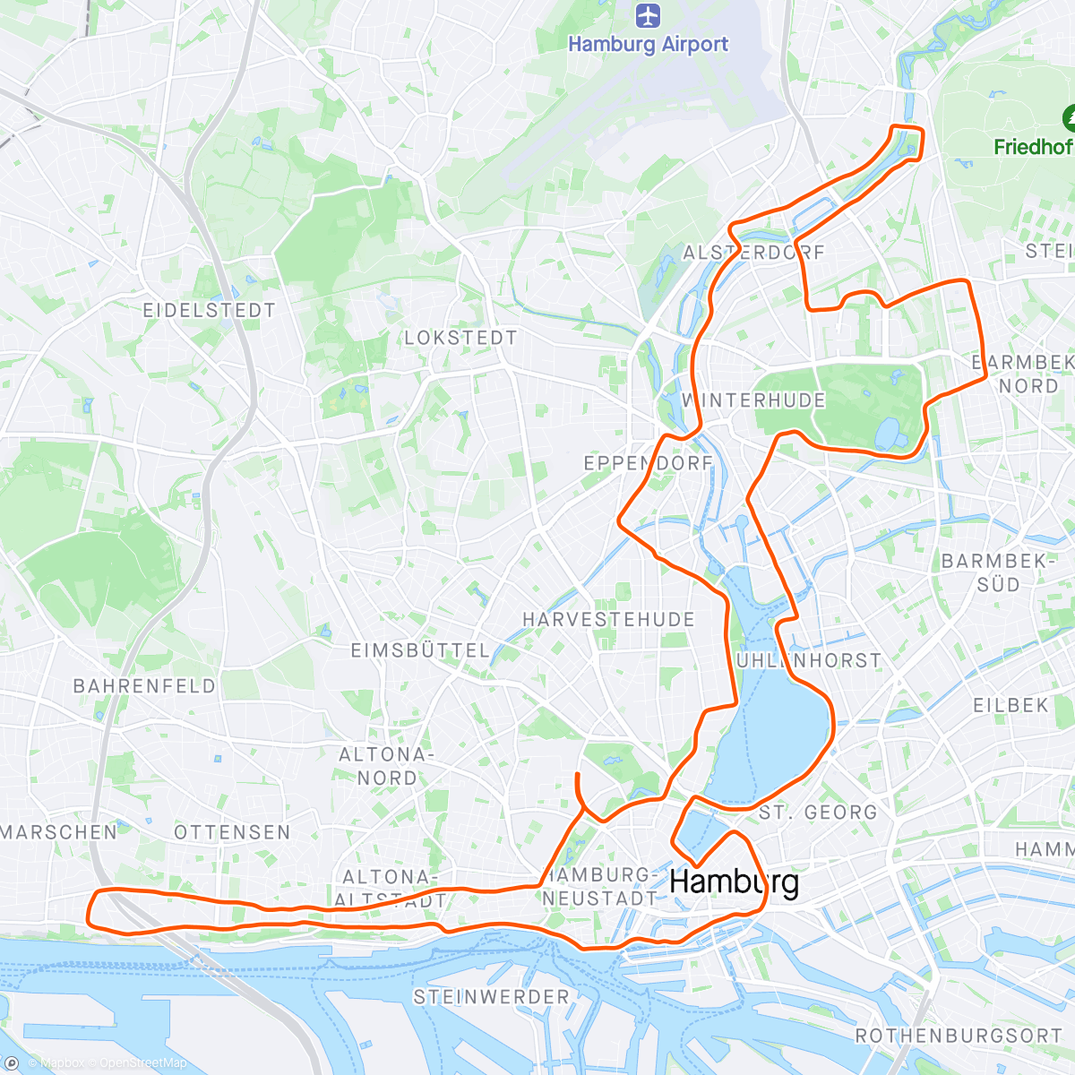 Karte der Aktivität „Hamburg maraton - 2:46:40”