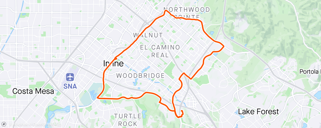 Map of the activity, Quick midday Irvine loop