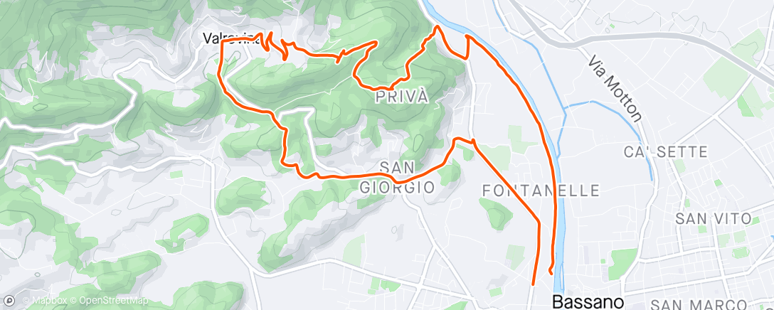 Map of the activity, Sessione in e-bike serale