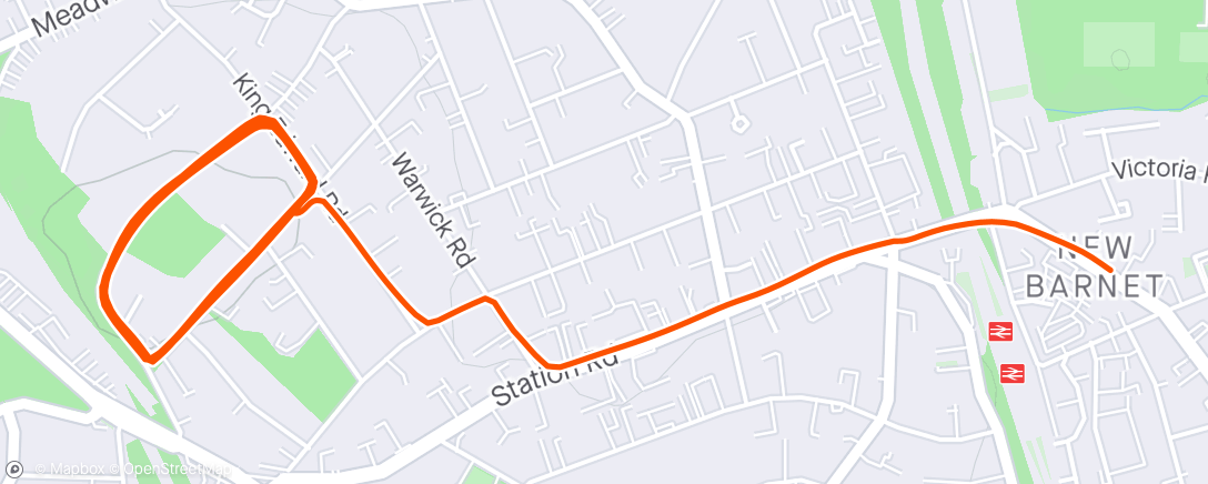 Map of the activity, 6 x Laps of the Block+ Jog to Nursery