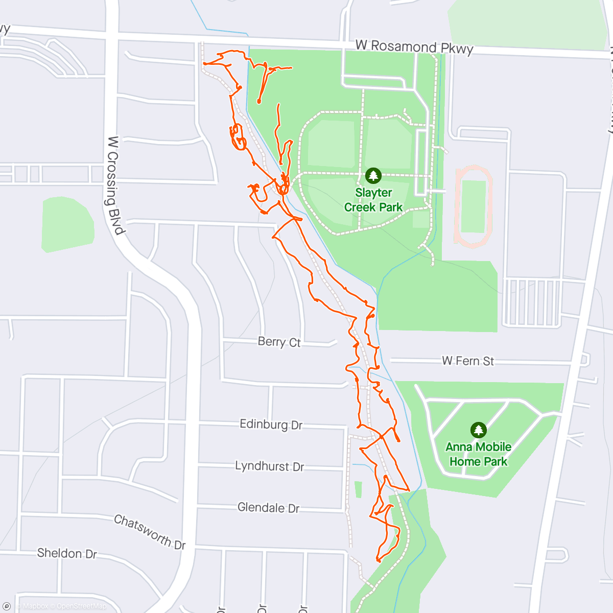 Map of the activity, First go at Slayter Dicks Golf Course