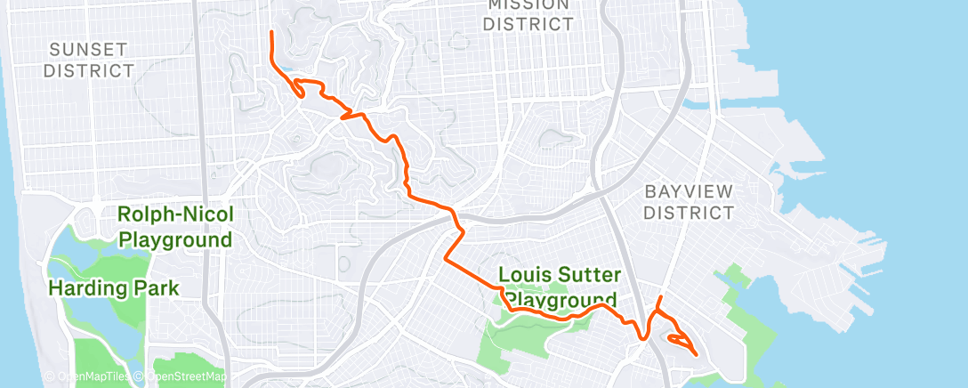 Map of the activity, sunset->bayview