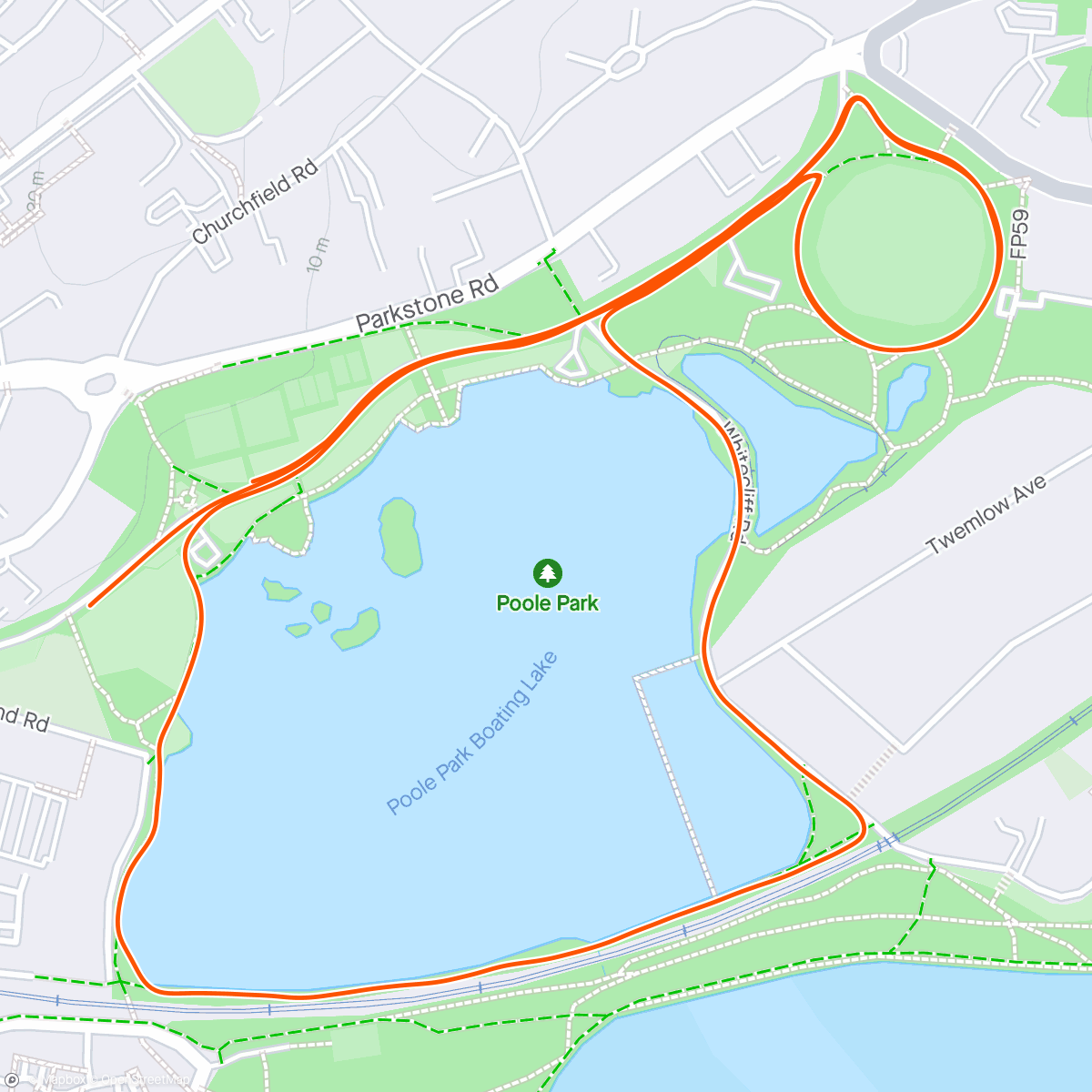Mappa dell'attività Poole Parkrun