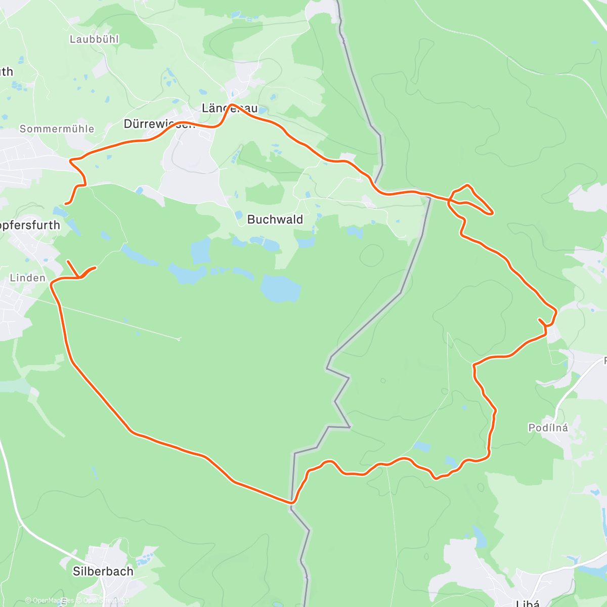 Map of the activity, Traillauf zur Mittagszeit • 1:44:47 elapsed