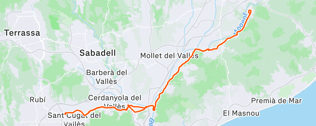 Map of the activity, Bicicleta por la mañana