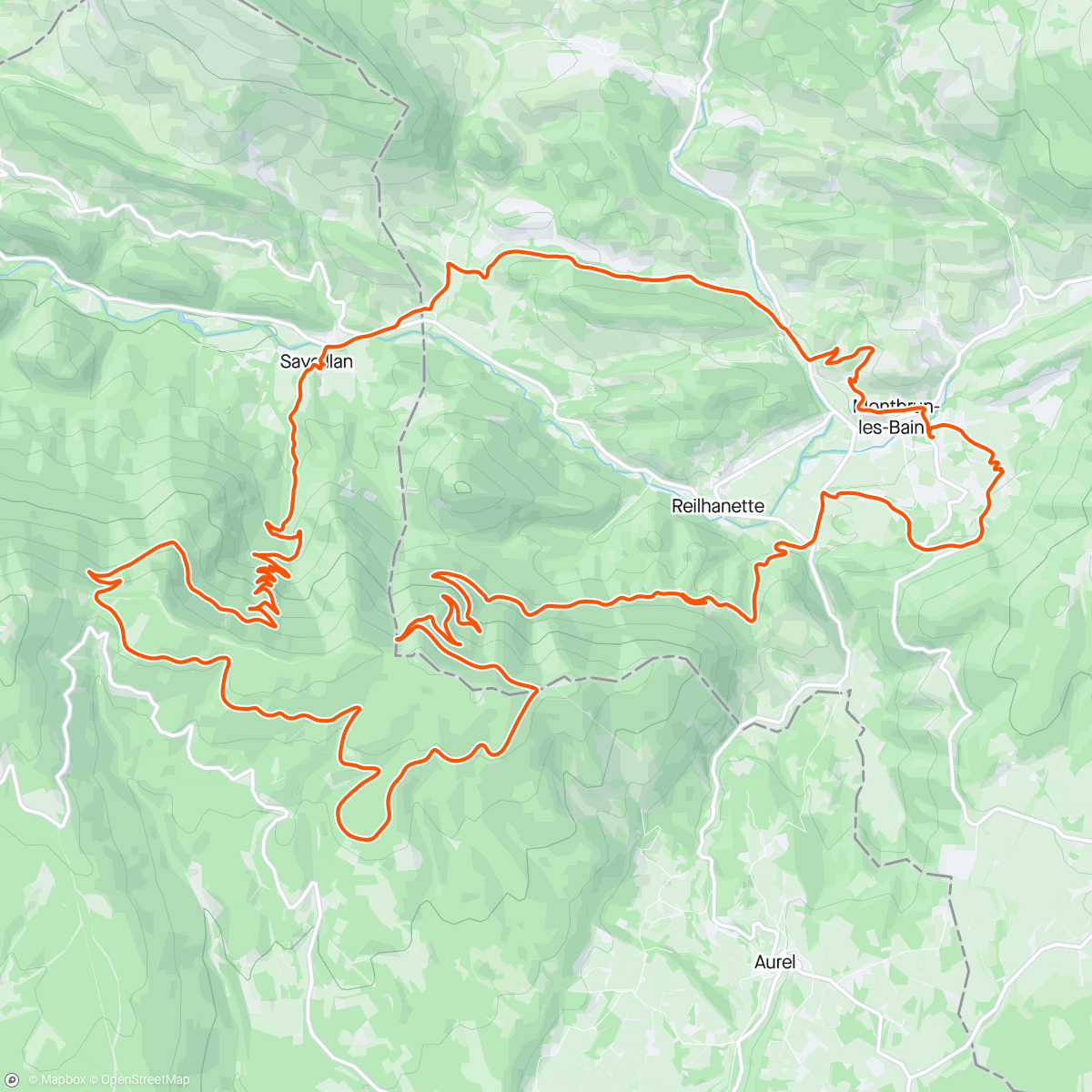 Map of the activity, VTT Terra Ventoux… after stocking up on wine 🍷🚴😁