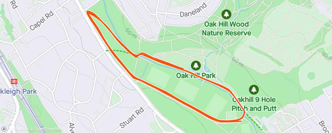 Map of the activity, Oak hill Parkrun - Pacing 27 minutes