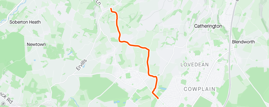 Map of the activity, Waterlooville ride