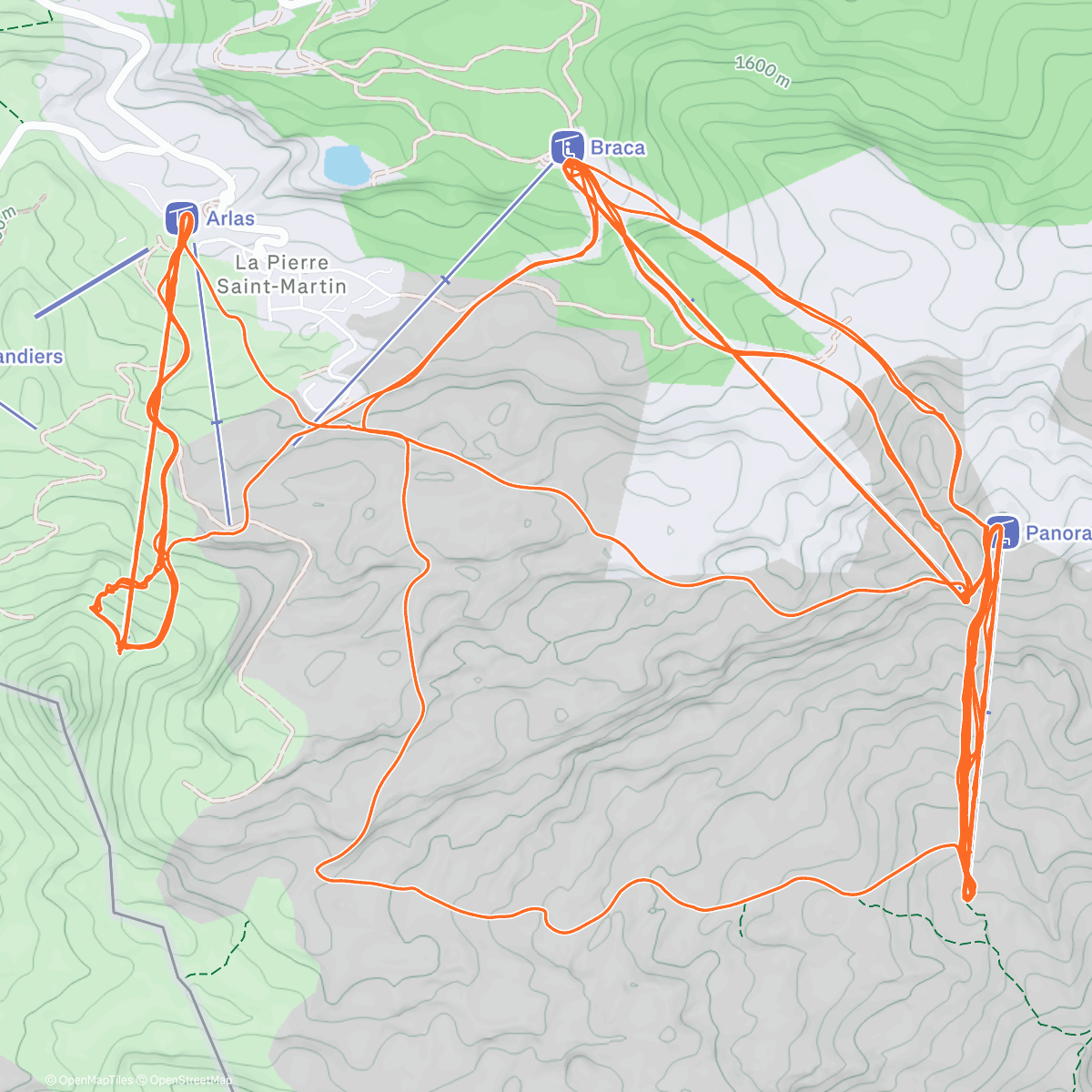 Map of the activity, Esquí alpino por la tarde