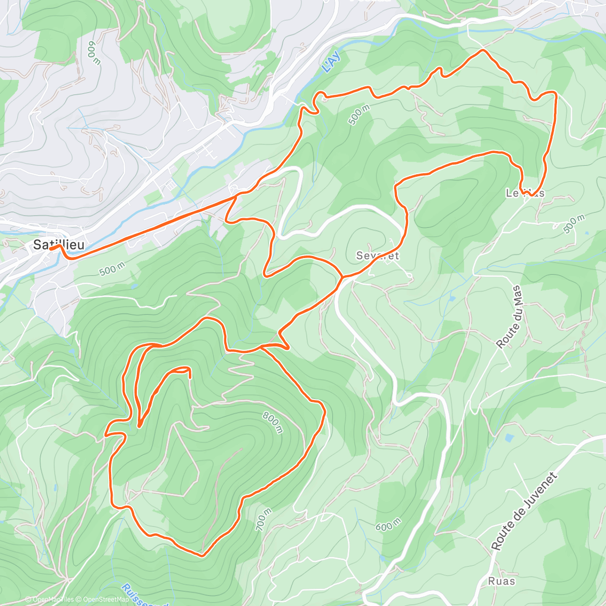 Карта физической активности (Sortie VTT dans l'après-midi)